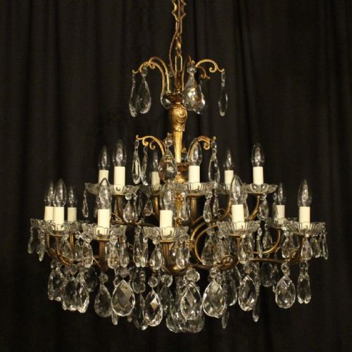 Italian Gilded & Crystal 18 Light Antique Chandelier