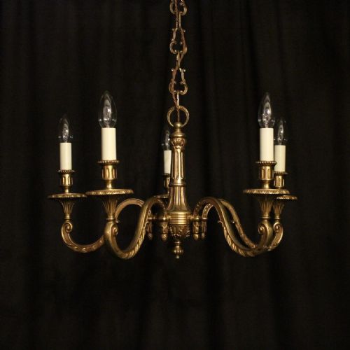 French Gilded Bronze 5 Light Chandelier