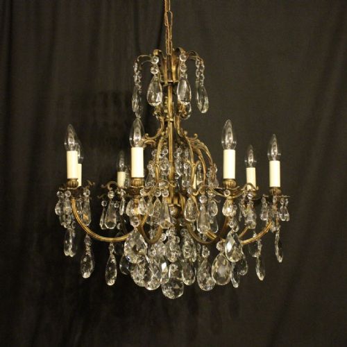 Italian Gilded & Crystal 8 Light Antique Chandelier