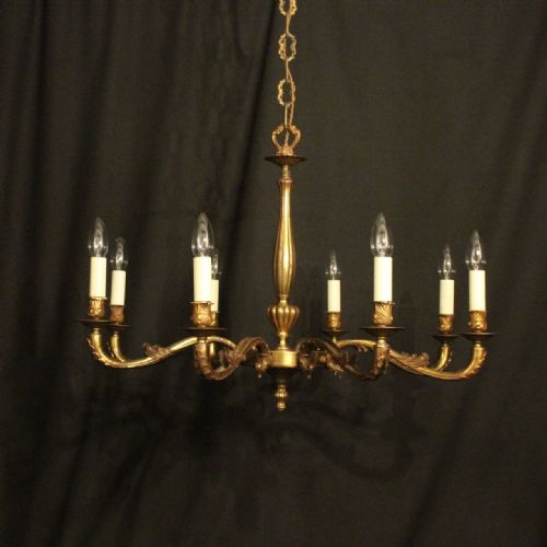 French Gilded Bronze 8 Light Chandelier