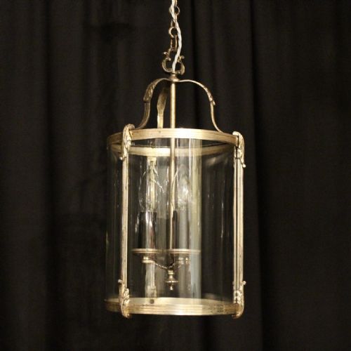 French Silver Gilded Antique Hall Lantern
