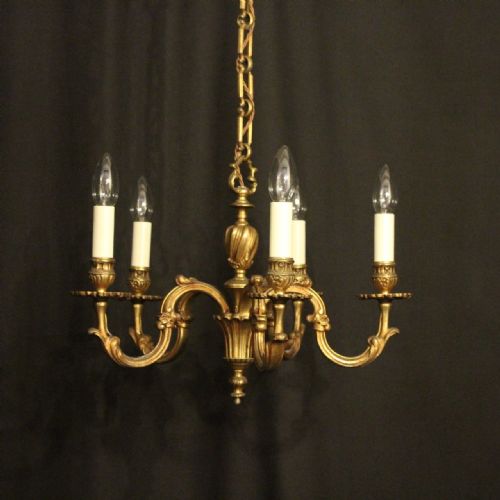 French Gilded Bronze 5 Light Antique Chandelier