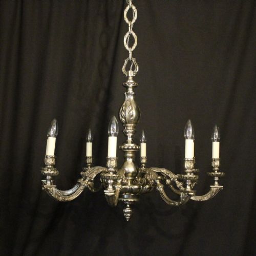 French Silver Gilded Bronze 8 Light Antique Chandelier