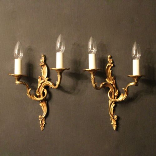 French Pair of Gilded Antique Wall Lights