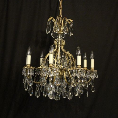Italian Gilded 8 Light Cage Chandelier