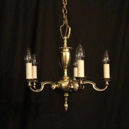 English Brass 5 Light Antique Chandelier