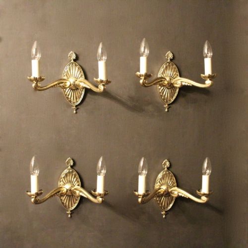 English Set of 4 Twin Arm Antique Wall Lights