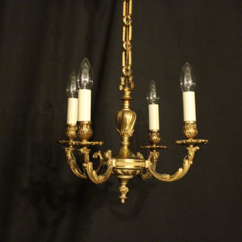 French Gilded Bronze 4 Light Chandelier
