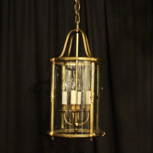 French Gilded Bronze Four Light Antique Hall Lantern