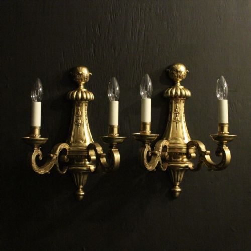 French Pair Bronze Antique Wall Lights