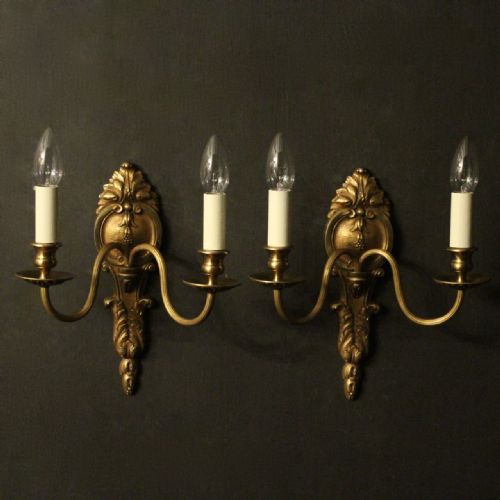 French Pair of Gilded Bronze Antique Wall Lights