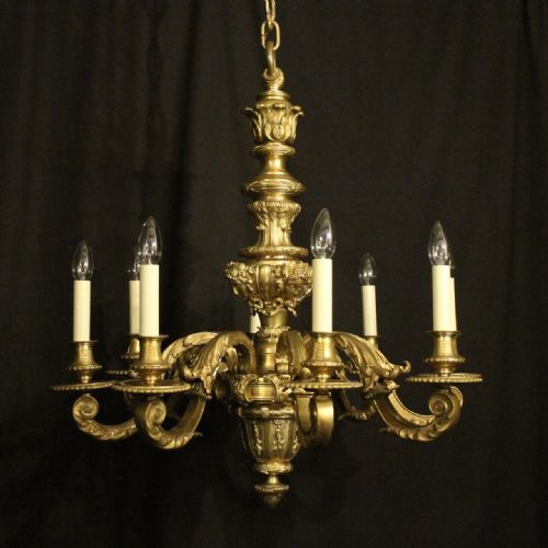 French Gilded Bronze 8 Light Antique Chandelier