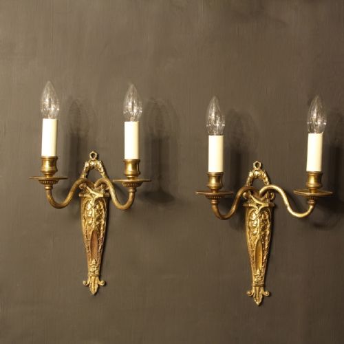 French Pair of Bronze Antique Wall Lights