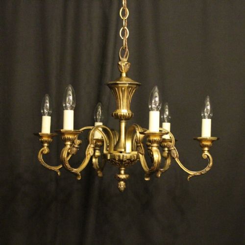 French Gilded Bronze 6 Light Chandelier