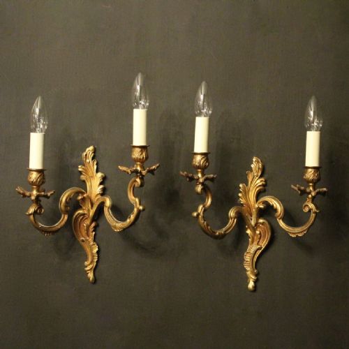 French Pair of Gilded Antique Wall Lights