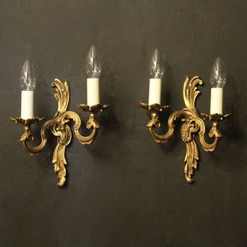 French Pair of Twin Arm Antique Wall Lights