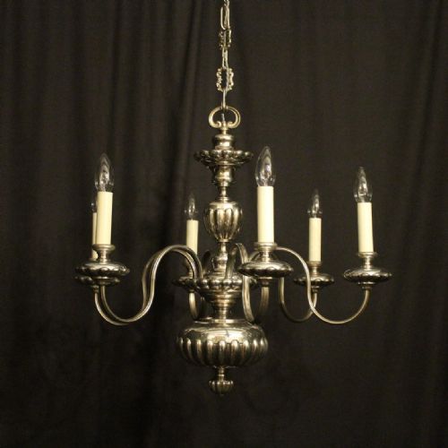 English Silver 6 Light Antique Chandelier