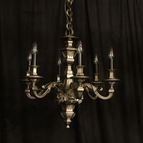 French Silver Bronze 6 Light Antique Chandelier