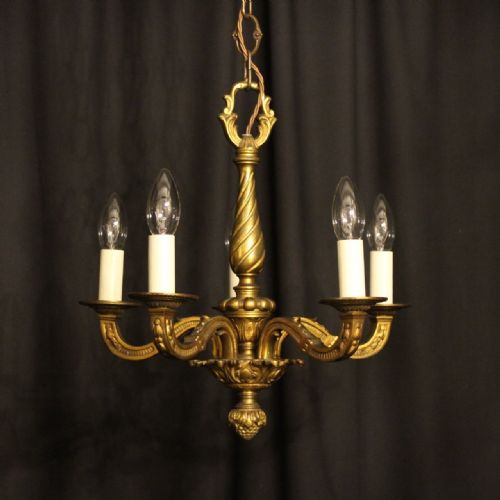 French Gilded Bronze 5 Light Antique Chandelier