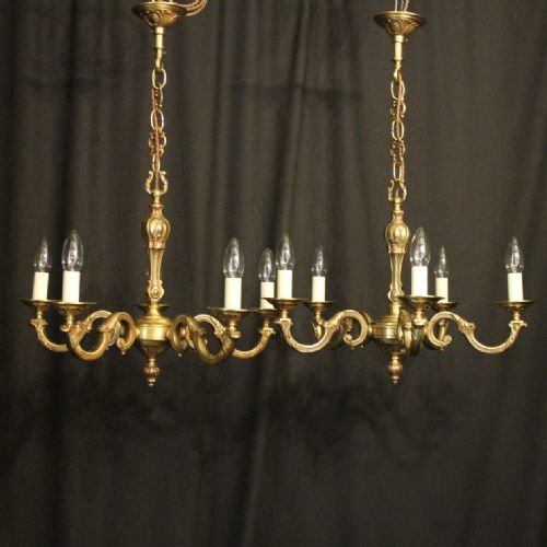 French Pair of Gilded Bronze Chandeliers