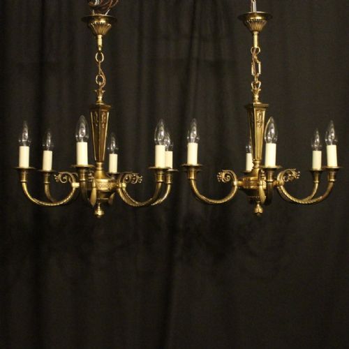 French Pair of Gilded Bronze Chandeliers