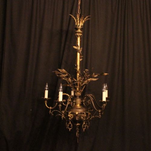 English Ram Headed Bronze Antique Gassier Chandelier