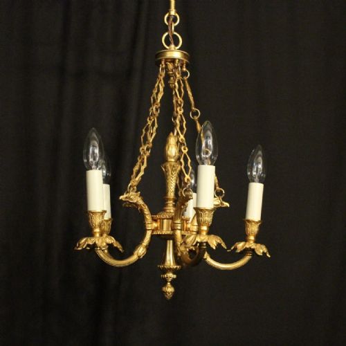 French Empire Gilded Eagle Bronze Chandelier