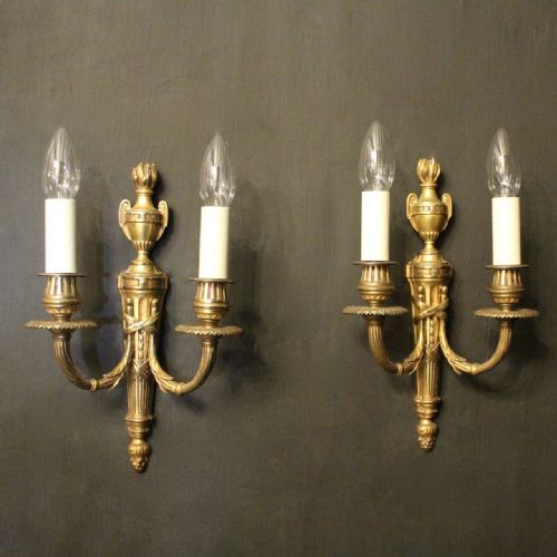 French Pair of Bronze Antique Wall Lights