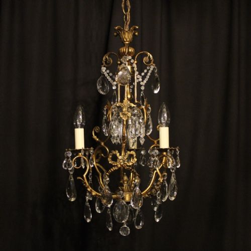 French Gilded 4 Light Antique Chandelier