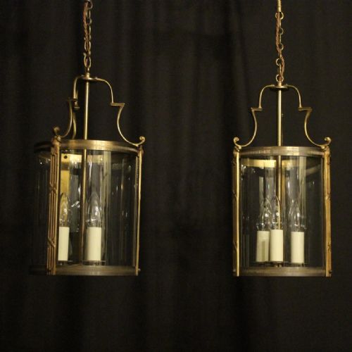 French Pair Triple Light Antique Lanterns