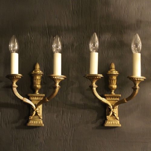 French Pair of Gilded Bronze Antique Wall Lights