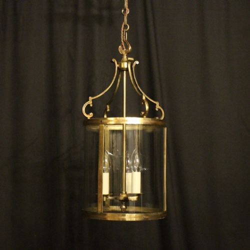 French Gilded Triple Light Convex Antique Lantern