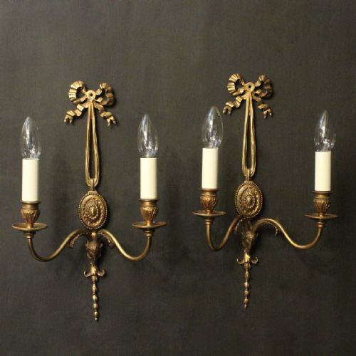French Pair of Bronze Antique Wall Lights