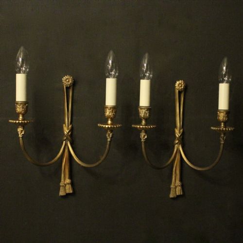 French Pair of Gilded Rope Wall Lights