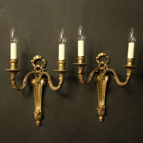 French Pair of Bronze Antique Wall Lights