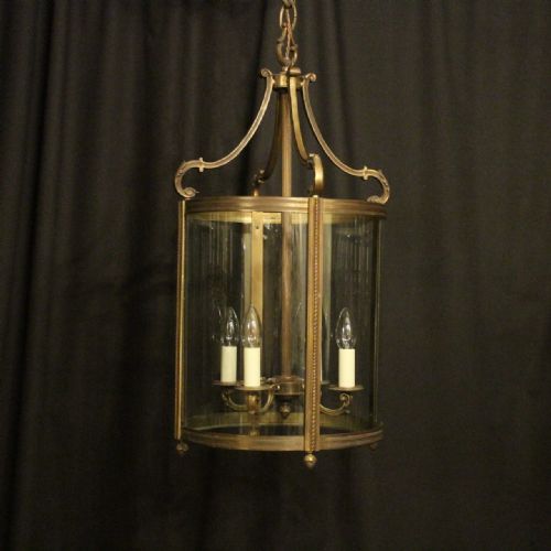 French Large Gilded Bronze 4 Light Convex Antique Lantern
