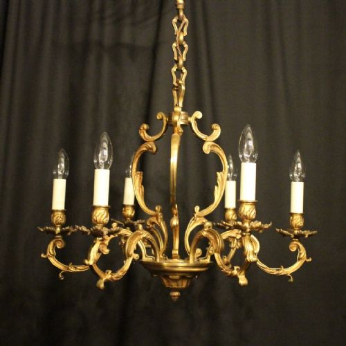 French Gilded Bronze 6 Light Chandelier