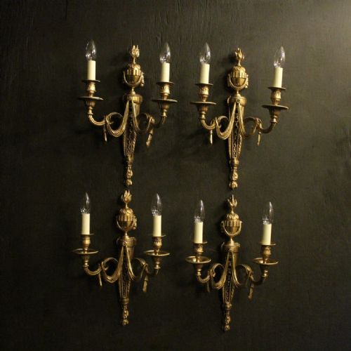 French Set of 4 Bronze Antique Wall Lights