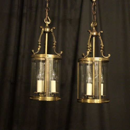 French Pair Triple Light Antique Lanterns