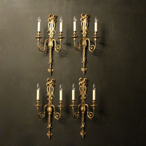 French Set of 4 Bronze Antique Wall Lights