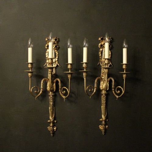 French Pair of Bronze Antique Wall Lights