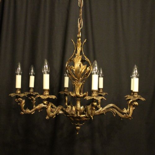 Italian Gilded Bronze 8 Light Chandelier