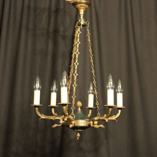 French Gilded Empire Six Light Chandelier