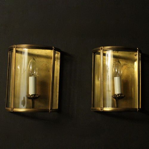 French Pair of Gilded Convex Half Lanterns