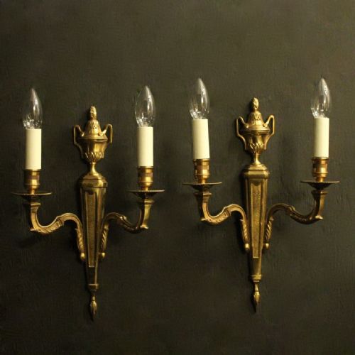 French Pair of Twin Arm Antique Wall Lights