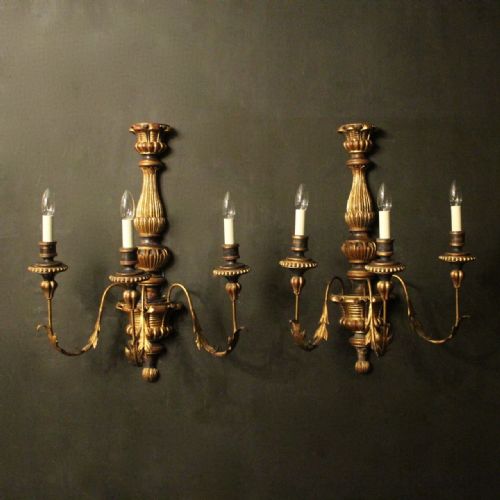 Florentine Triple Arm Giltwood Wall Lights