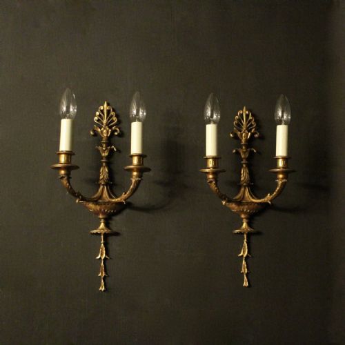French Pair of Twin Arm Antique Wall Lights