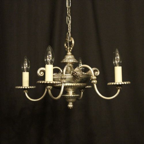English Silver Gilded 4 Light Chandelier