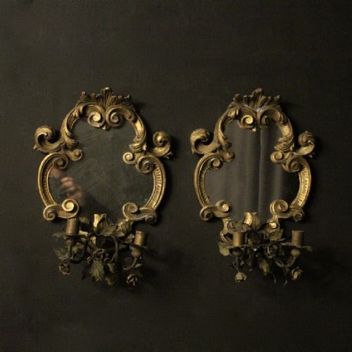 Italian Pair Giltwood Candle Girandoles