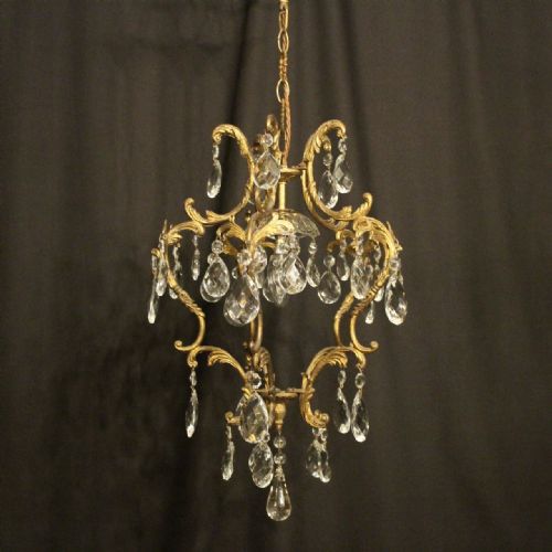 Italian Gilded Single Light Birdcage Chandelier
